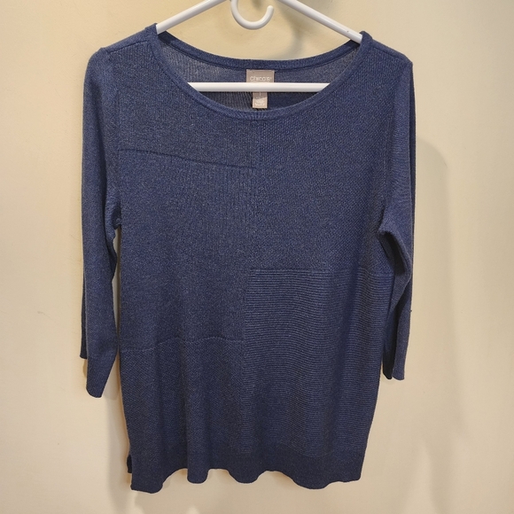 Chico's Blue 3/4 Sleeve Relaxed Blouse size 1 - Picture 3 of 13